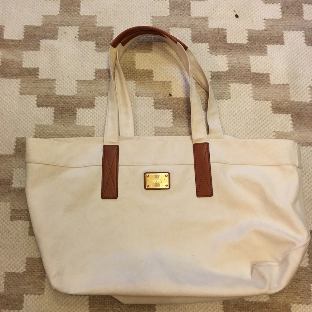 MK cream canvas tote